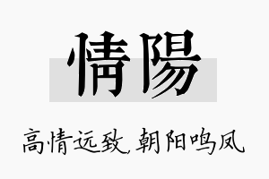 情阳名字的寓意及含义