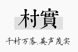 村实名字的寓意及含义