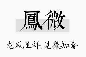 凤微名字的寓意及含义