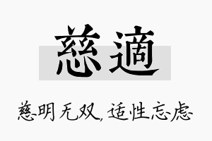 慈适名字的寓意及含义