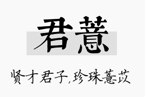 君薏名字的寓意及含义