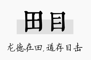 田目名字的寓意及含义