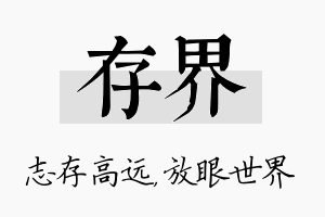 存界名字的寓意及含义