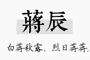 蒋辰名字的寓意及含义