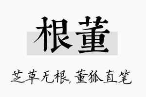 根董名字的寓意及含义