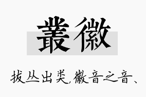 丛徽名字的寓意及含义