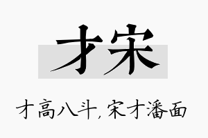 才宋名字的寓意及含义