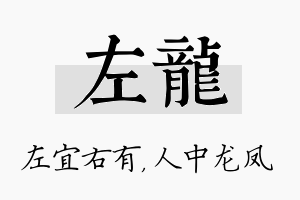 左龙名字的寓意及含义