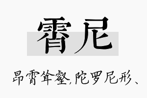 霄尼名字的寓意及含义