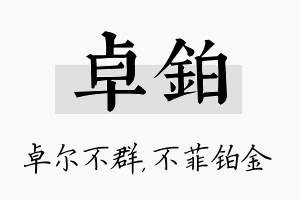 卓铂名字的寓意及含义