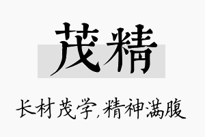 茂精名字的寓意及含义