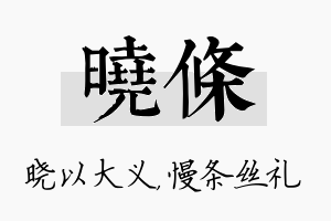 晓条名字的寓意及含义