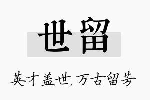 世留名字的寓意及含义