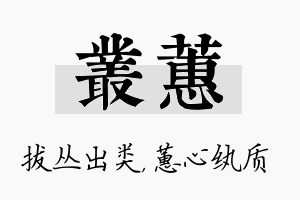 丛蕙名字的寓意及含义