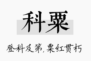 科粟名字的寓意及含义