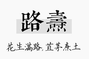 路焘名字的寓意及含义