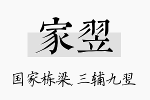 家翌名字的寓意及含义