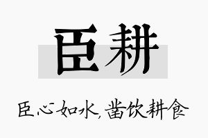 臣耕名字的寓意及含义