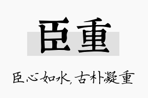 臣重名字的寓意及含义