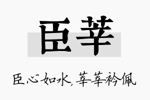 臣莘名字的寓意及含义