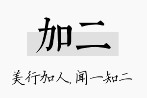 加二名字的寓意及含义