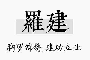 罗建名字的寓意及含义