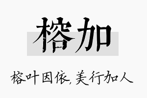 榕加名字的寓意及含义