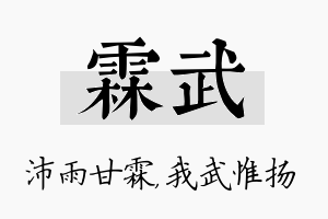 霖武名字的寓意及含义