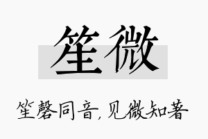 笙微名字的寓意及含义