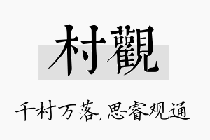 村观名字的寓意及含义