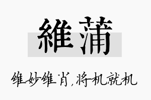 维蒲名字的寓意及含义