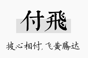 付飞名字的寓意及含义