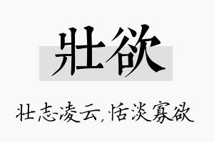 壮欲名字的寓意及含义