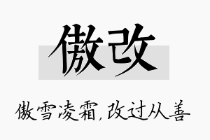 傲改名字的寓意及含义