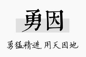 勇因名字的寓意及含义