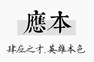 应本名字的寓意及含义