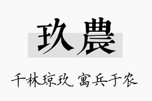 玖农名字的寓意及含义