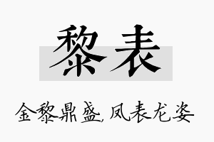 黎表名字的寓意及含义