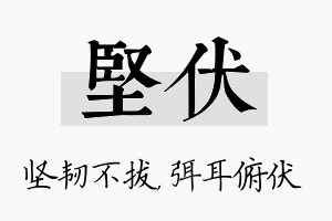 坚伏名字的寓意及含义