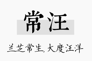 常汪名字的寓意及含义