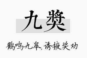 九奖名字的寓意及含义