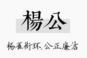 杨公名字的寓意及含义