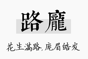 路庞名字的寓意及含义