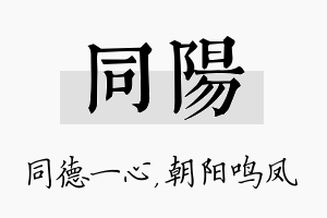 同阳名字的寓意及含义