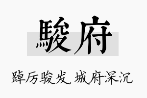 骏府名字的寓意及含义