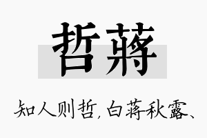 哲蒋名字的寓意及含义