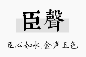 臣声名字的寓意及含义