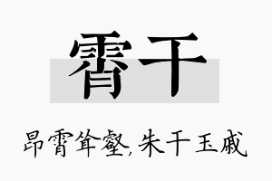 霄干名字的寓意及含义