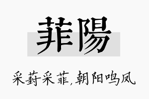 菲阳名字的寓意及含义