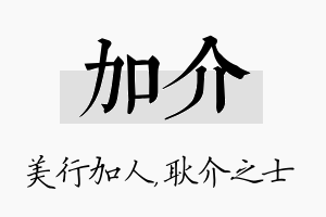 加介名字的寓意及含义